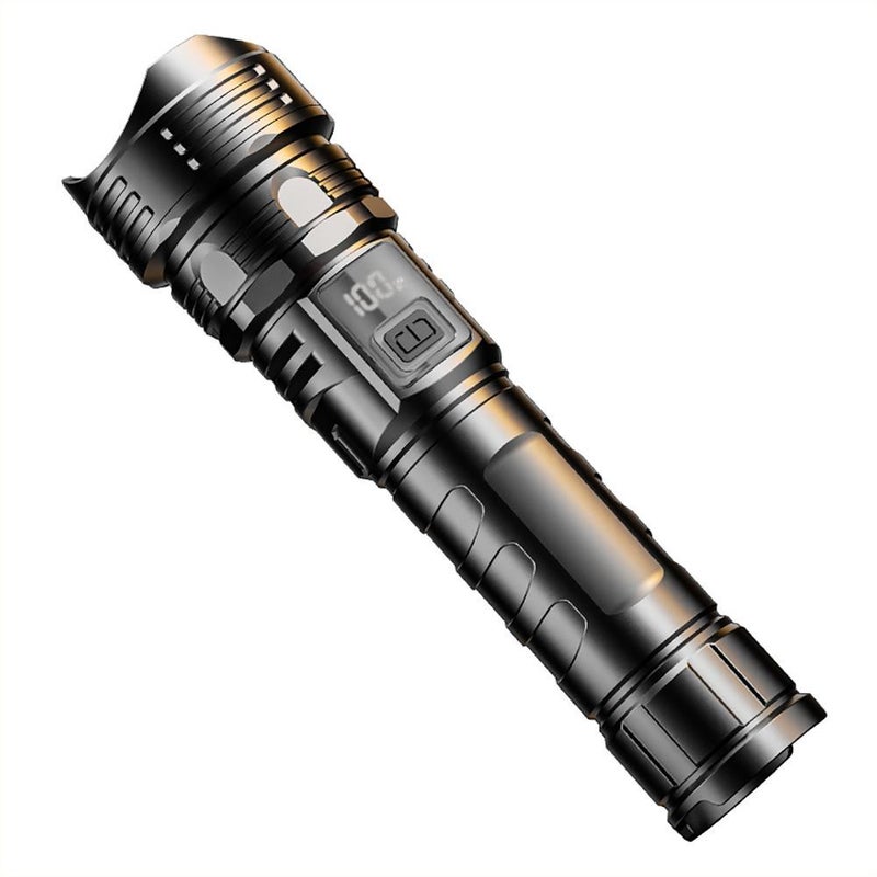 White laser flashlight, multi-functional digital display, telescopic zoom, super long-range shooting, portable rechargeable flashlight.